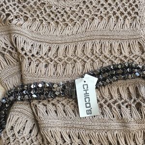 Metal Beads Stretch Belt S/M/L Chico’s New